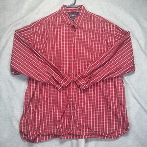 Wrangler Shirt Mens Size 3XL Red Plaid Cool River Cotton Button Down Long Sleeve